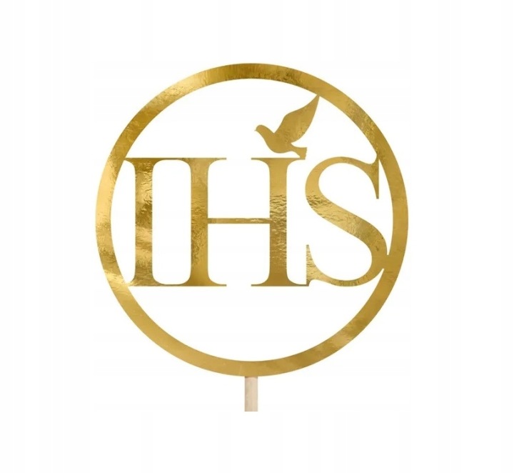 Декорації До причастя Топпер на торт IHS золотий 22 см — фото 5