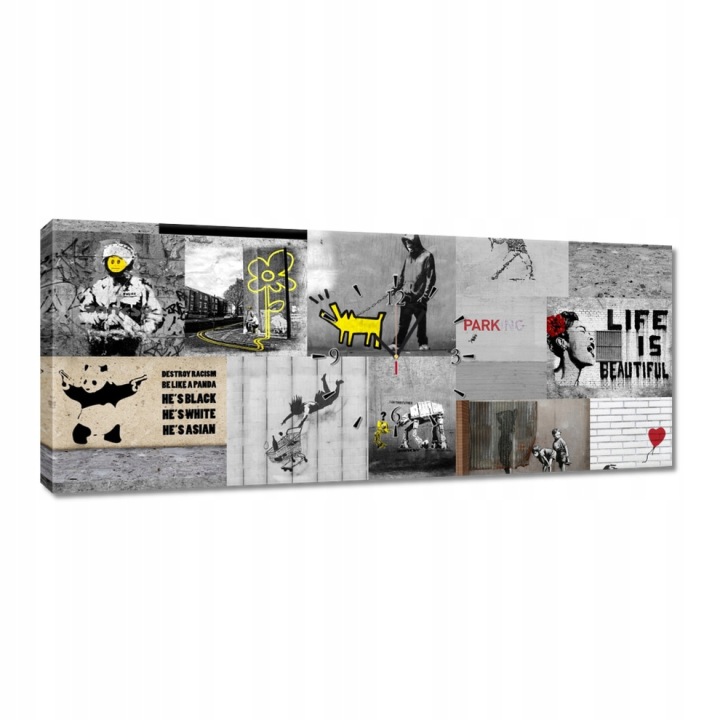 Nástěnné hodiny 100x40 Full Mix Banksy