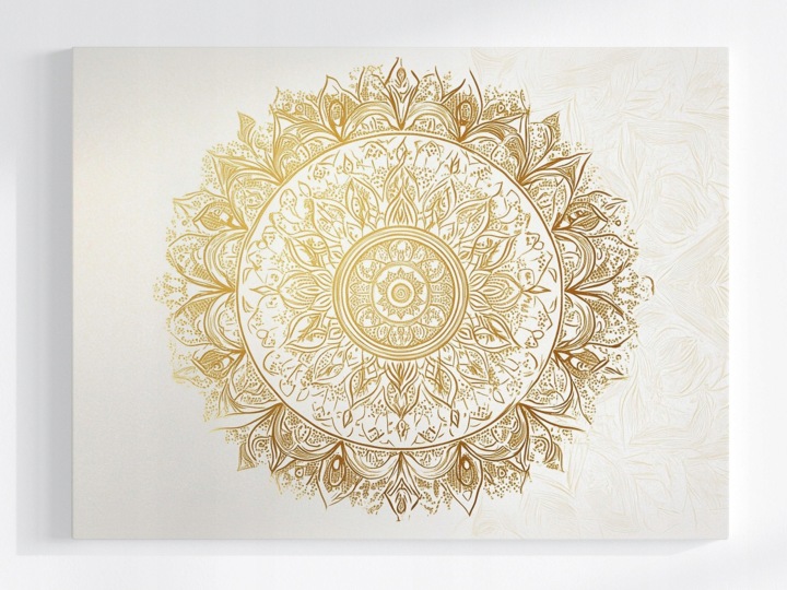 Plakát Mandala Bílá Zlato Harmonie Wellbeing Zen 100x75