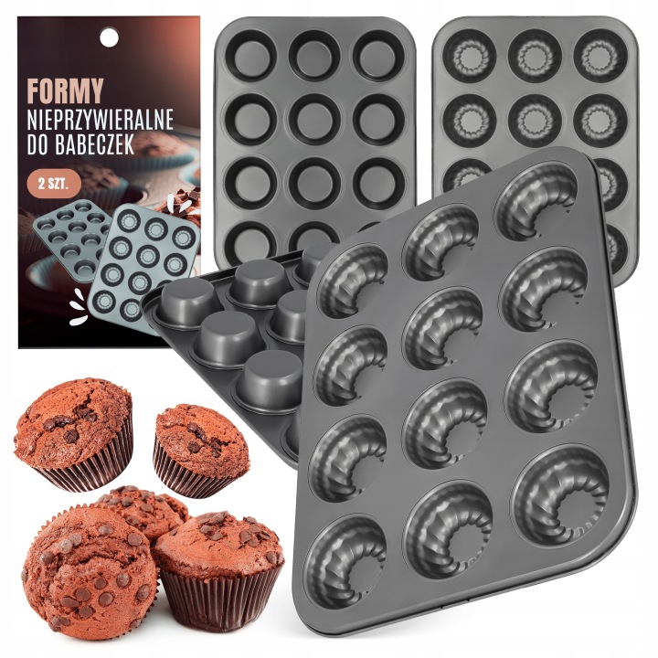 2x Plech Na Pečení Plech Formičky Muffiny Dezerty Nerez L0