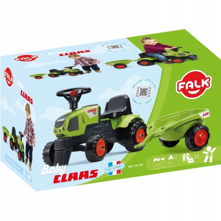 FALK Трактор Baby Claas Axos 310 Зелений з Причепом від 1 року — фото 8