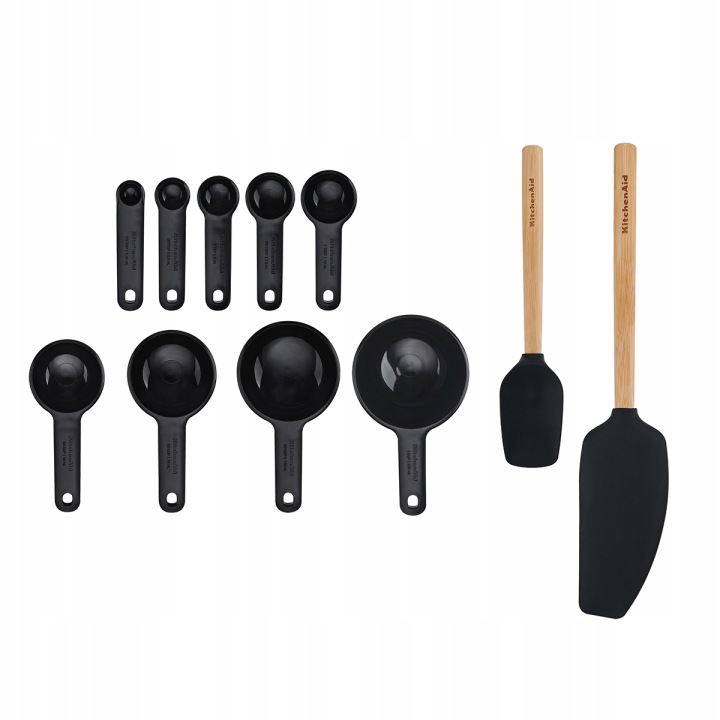 Sada odměrek a špachtlí KitchenAid Classic 11 ks silikon dřevo černá