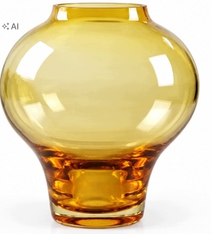 Krosno Amfora C910 – jantarová skleněná váza 22 cm – originální