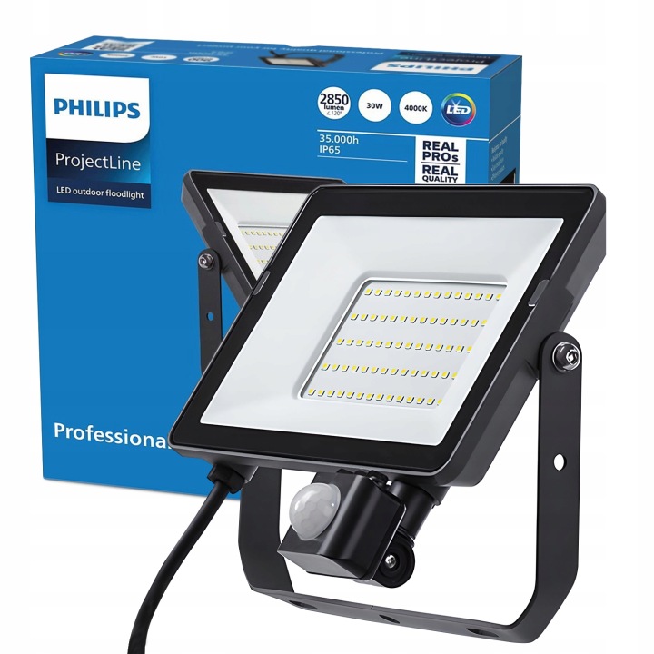 Led reflektor 30W 4000K IP65 Halogenový reflektor s pohybovým senzorem Philips