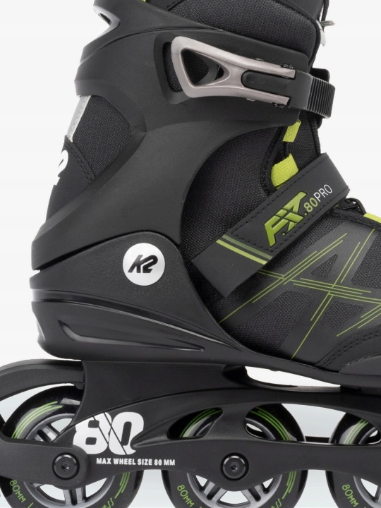 Ролики Чоловічі K2 FIT 80 PRO 43,5 80 мм ABEC-5 SoftBoot Фітнес Чорно Зелені (виставковий) — фото 4
