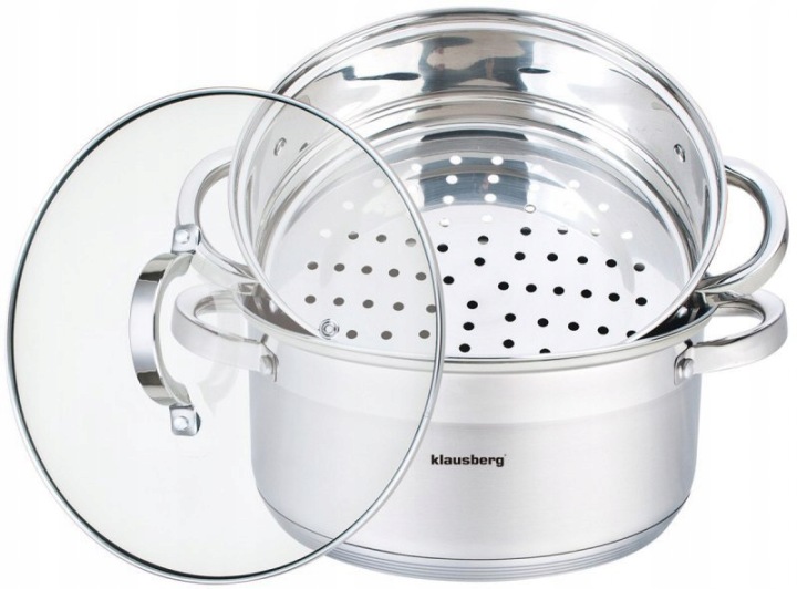 Klausberg Parowar Hrnec Na Páru 24CM 3 Díly Na Zeleninu Ryby Dieta Fit Ocel