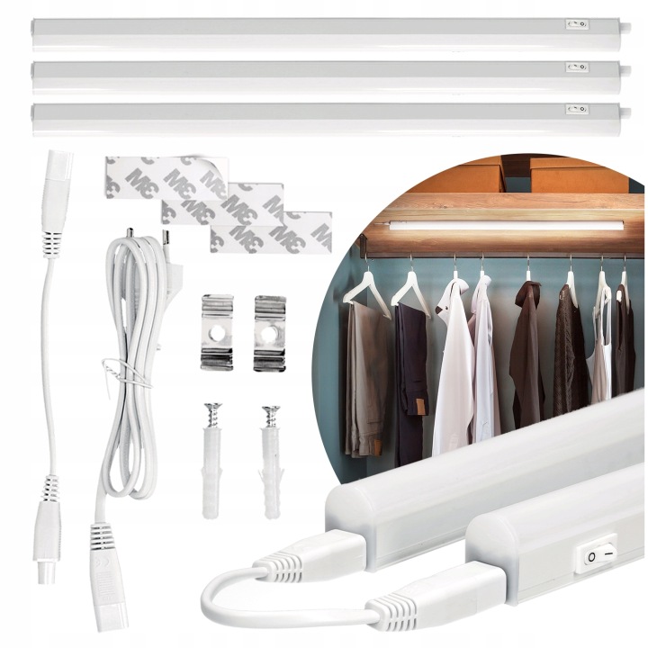 3x Led nábytkové svítidlo 8W Podskříňková lišta 60 cm Barva Neutrální 4000K Lls