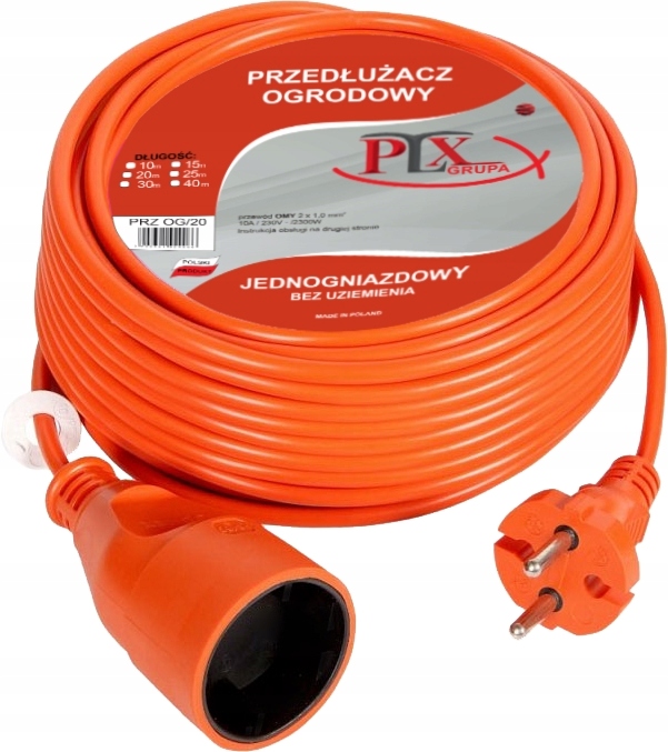 Prodlužovací Kabel zahradní, jednoduchý Plx 20 m 1 ks zásuvek oranžový