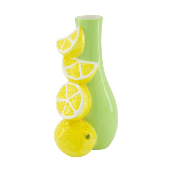 Keramická váza s motivem citronu zelená 28,5 cm