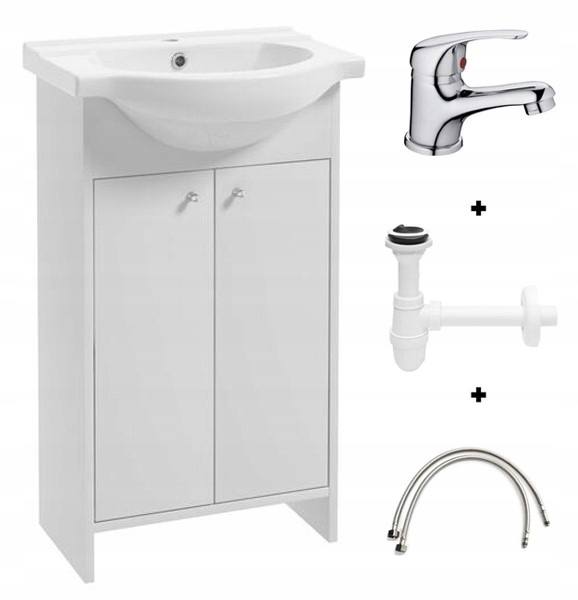 Set Koupelnová Skříňka S Umyvadlem 84x50 Baterie Sifon Bílá