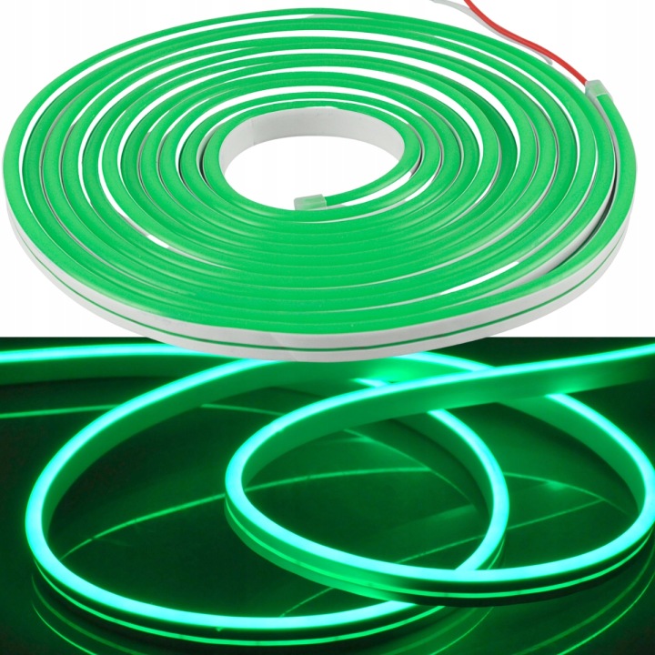 Led páska Neon 24V 5 m voděodolná zelená na zeď pružná, ohýbatelná Polux