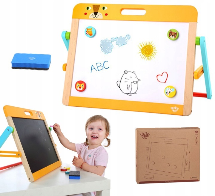 TOOKY TOY Tablica Edukacyjna 2w1 Magnetyczna Kredowa
