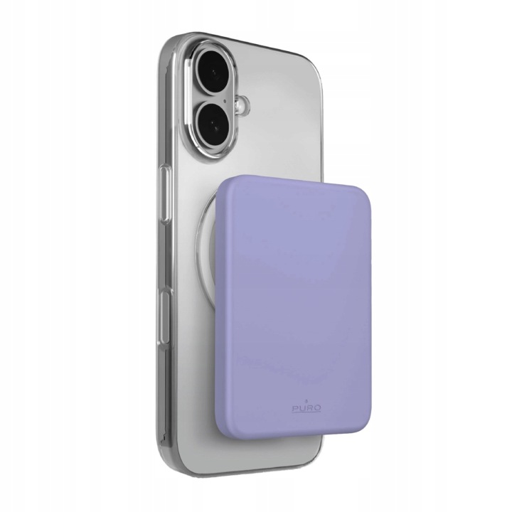 Powerbanka Puro 4200 mAh ultratenká, kompatibilní s MagSafe Usb-c fialová
