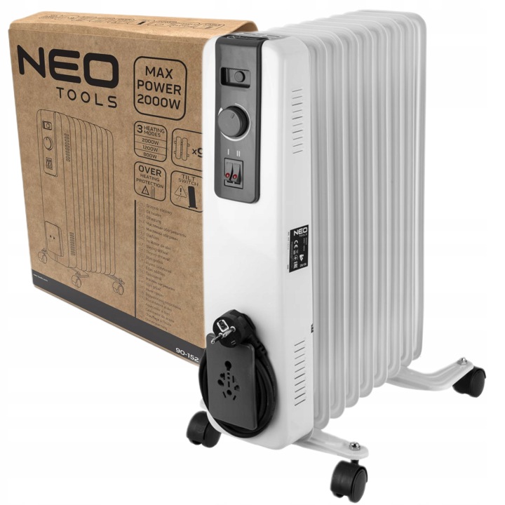 Olejový Radiátor 2000W 9 Žeber 90-152 Neo Tools
