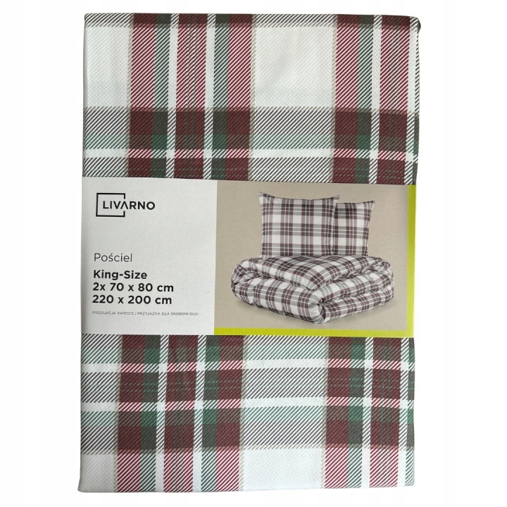 Povlečení Livarno Home 220x200 Mřížka červeno-zelená