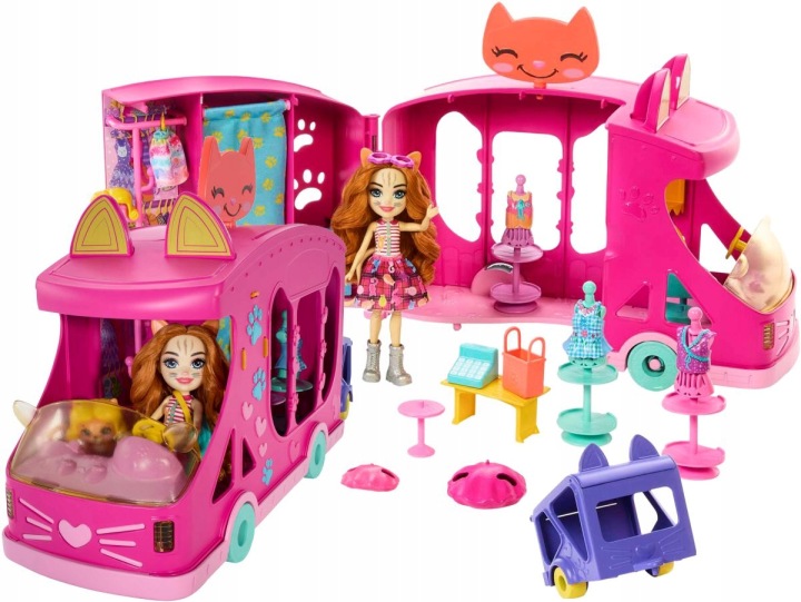 Mattel Enchantimals Мобільні студія моди Набір + лялька Котик HPB34