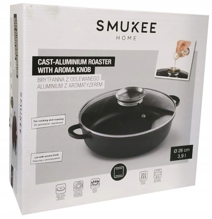Smukee Zapékací Mísa kulatý hliníkový 3,9 l s víkem a aromatizérem 840