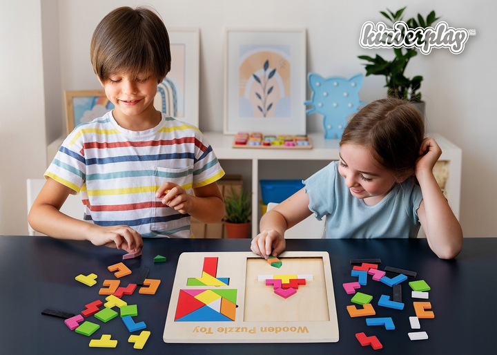DREWNIANE PUZZLE TABLICA KREATYWNA UKŁADANKA Marka Kinderplay
