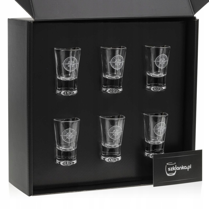 Sklenice na vodku „Růže větrů“ (G0090) 25 ml 6 ks v krabičce