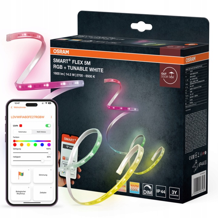 Led páska Venkovní páska 5 m 14.5W Cct Rgb IP44 WiFi Smart+ Flex Strips