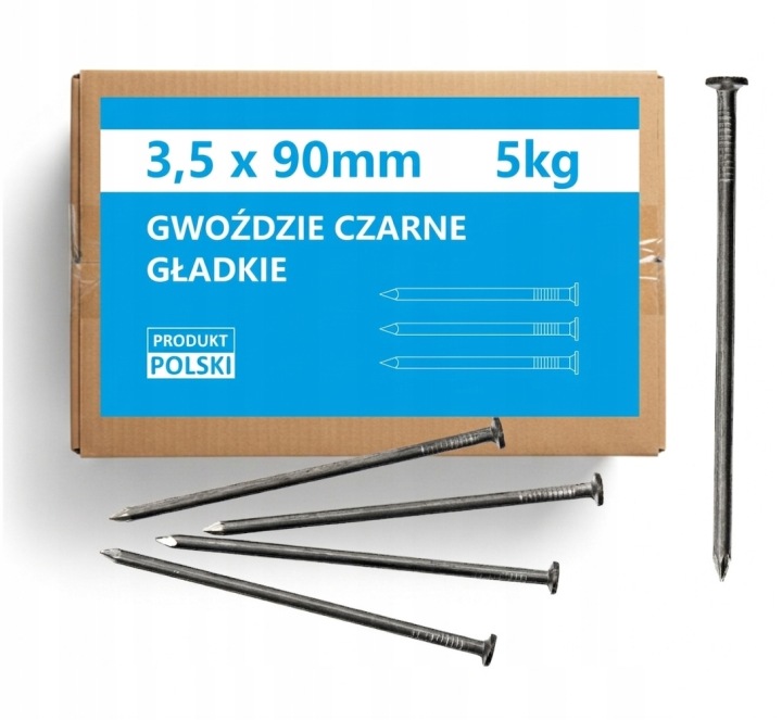 Stavební hřebíky 90 3,5x90 mm 3,5 palce Černé hladké na dřevo 5 kg 6 Ks
