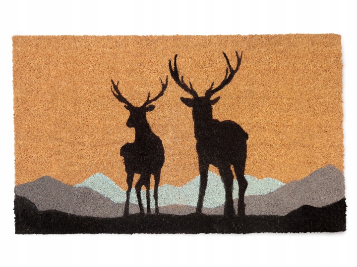 Rohožka pod dveře z kokosového vlákna lovecký vzor Byki 74x45 cm