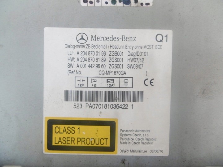 RADIO CD 2048700196 MERCEDES W204 C-KLASA
