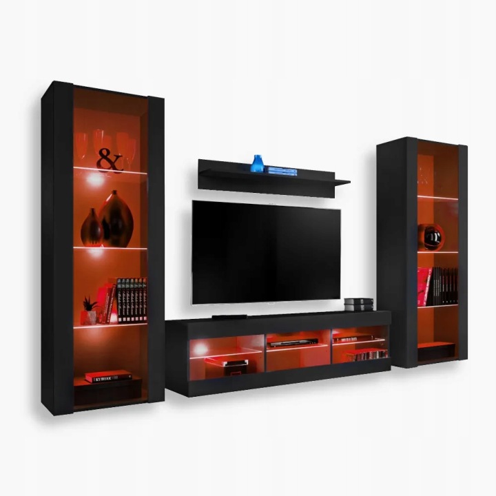 komodee Tivoli Grande Tv stolek do obývacího pokoje, černý, Rgb Led sada