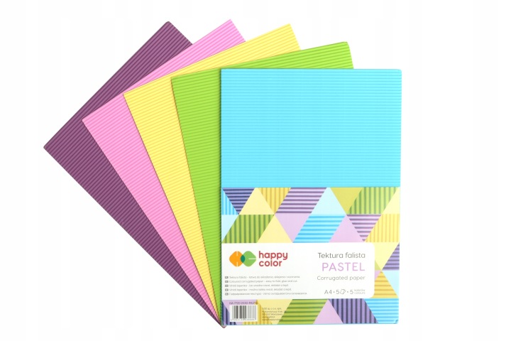 Картон хвиляста Happy Color Fluo, A4, 5 кольорів