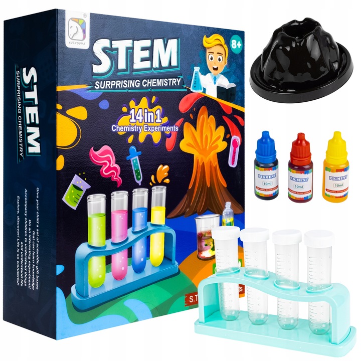 LABORATORY EDUCATIONAL TOY SET CHEMIST VOLCANO 14 EXPERIMENTS