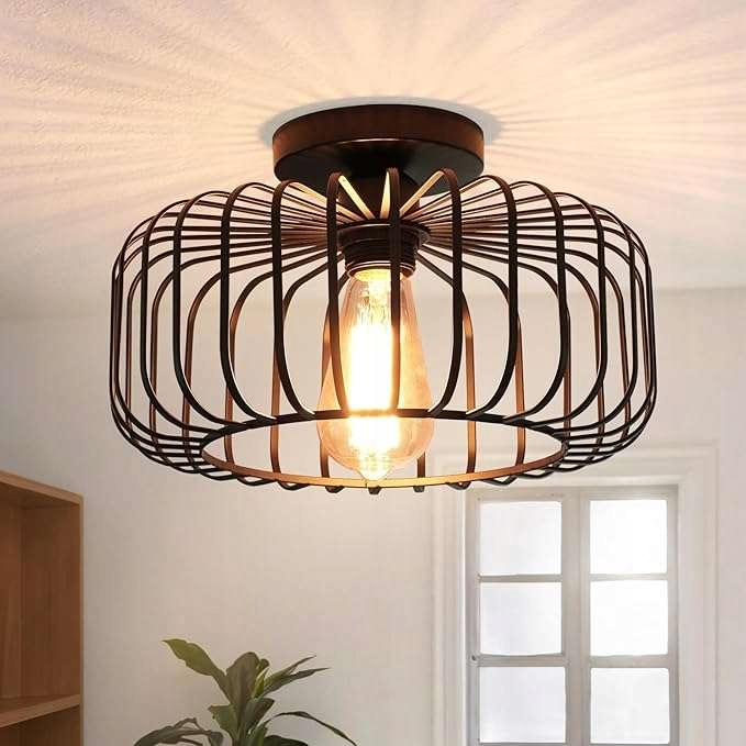 Frideko Home závěsná lampa E27 30 cm černá kovová, prolamovaná, loftová