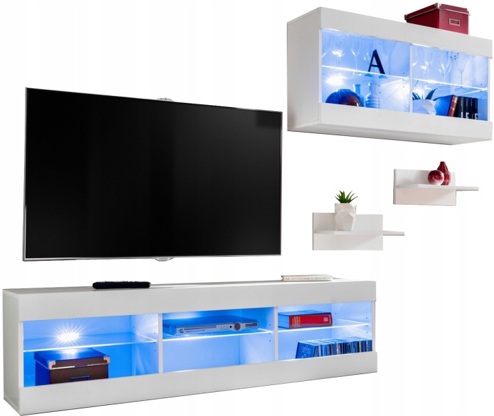Sada nábytku Rtv Tivoli SET3 Bílá/Bílá, Modré Led