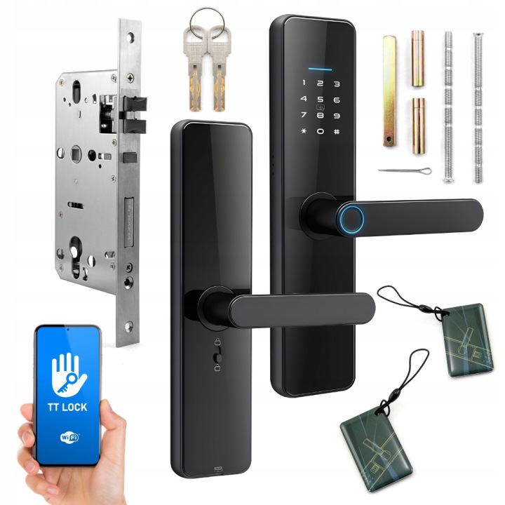 Chytrá klika Tt Lock Bluetooth, vložka zámku, kód, Rfid, otisk prstu