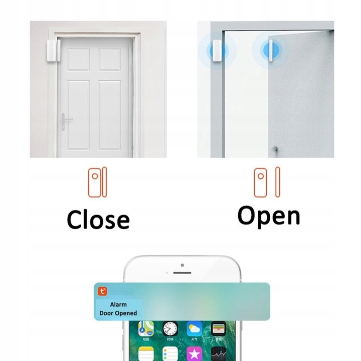 INTELIGENTNY CZUJNIK OTWARCIA DRZWI I OKNA TUYA WIFI KONTAKTRON SMART HOME