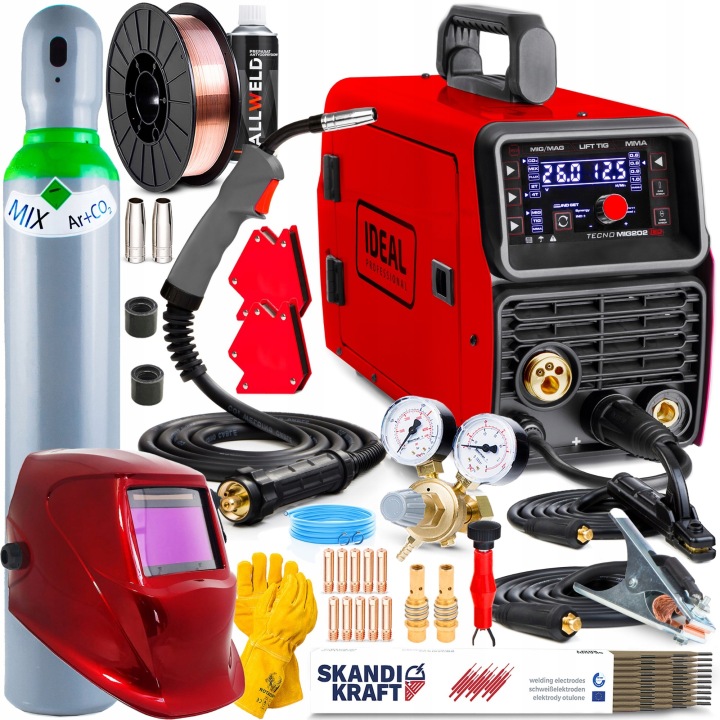 Poloautomatický Svařovací Stroj Ideal Tecno Mig 202 Led Mma Tig Synergic 200A 230V