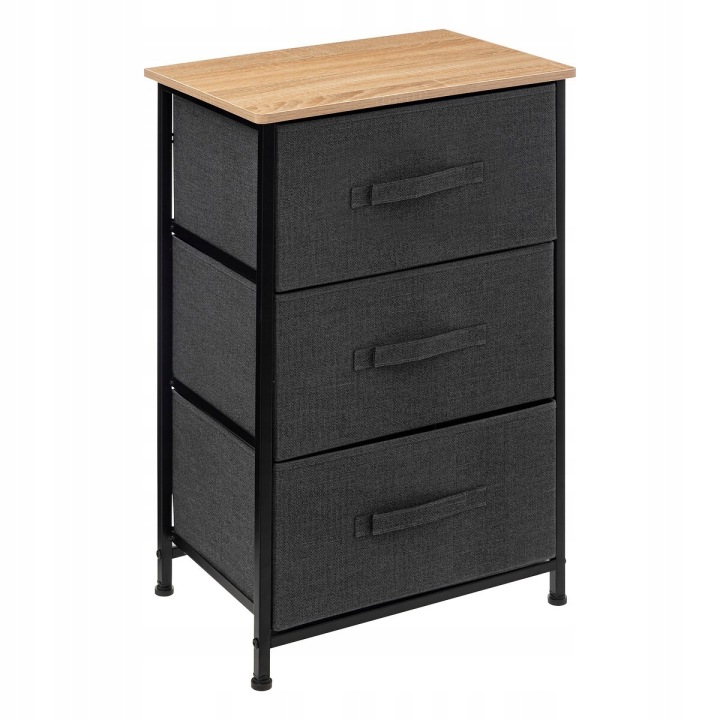 Komoda Se 3 Zásuvkami Šedá Regál Do Obývacího Pokoje Ložnice 45X30X73 CM Loft Kov