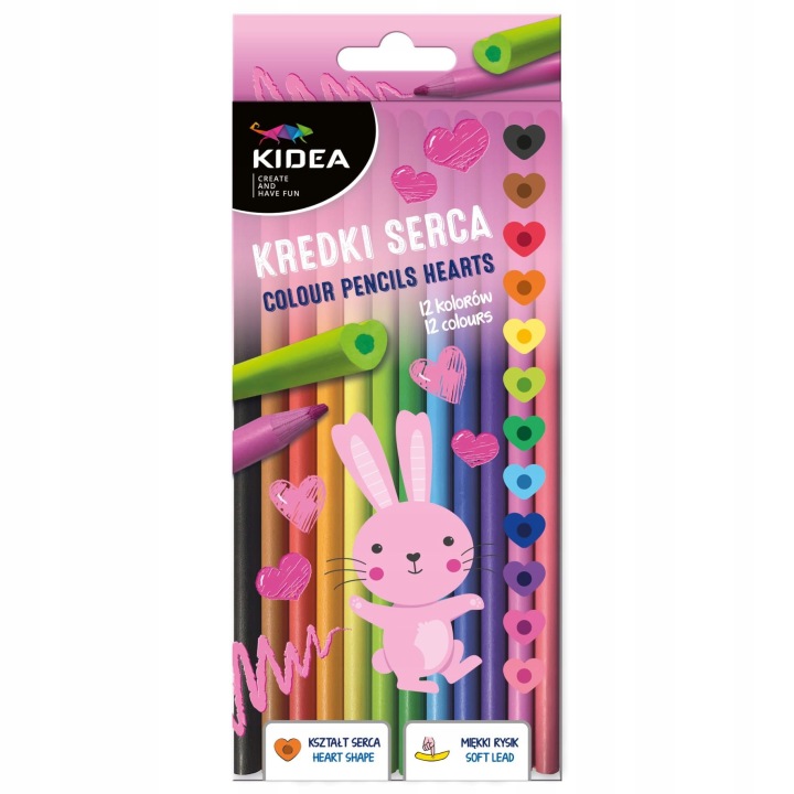 Олівці серця 12 кольорів KIDEA