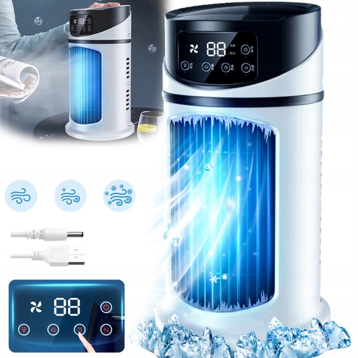 Stolní Ventilátor S Zvlhčovačem 300 ML 6 Rychlostí Usb Časovač Přenosný
