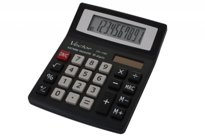 Калькулятор офісний Vector CD 1182, 10 цифр, чорний великі кнопки