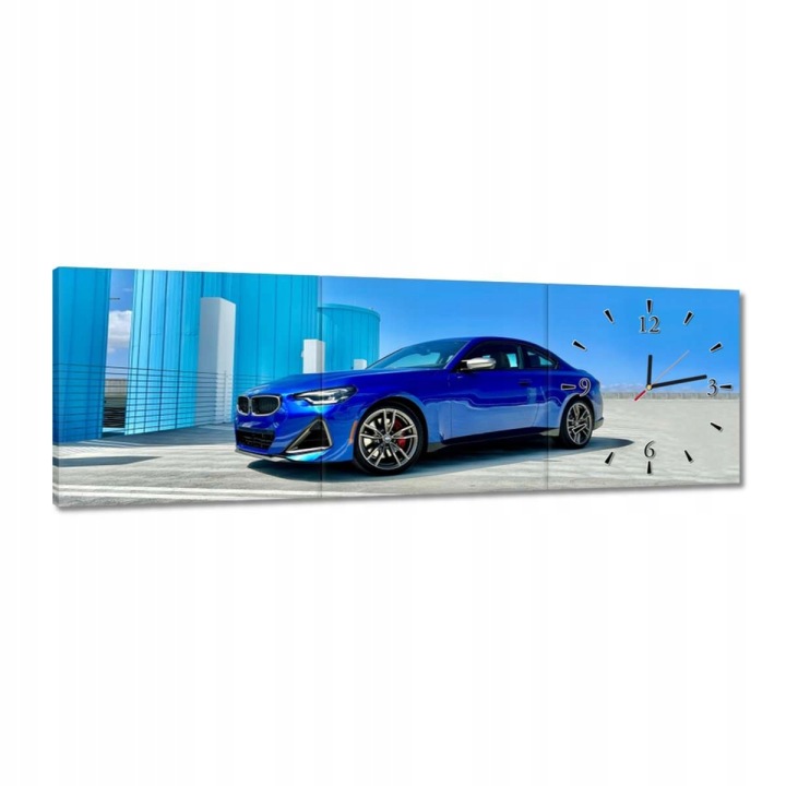 Modré hodiny 90x30 Bmw Auto
