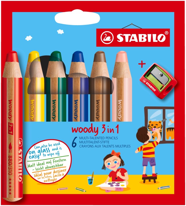 Олівці Stabilo Woody 3 в 1 6 шт. + Точилка