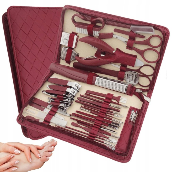 Zestaw do manicure i pedicure з нержавіючої сталі червоного кольору — фото 10