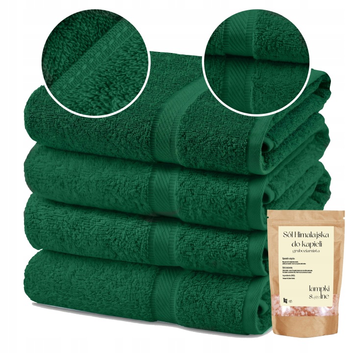 Sada ručníků 4x70x140 Bavlna 600 g Extra Silná lahvově zelená barva