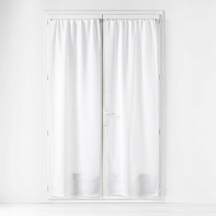 Hladké Bílé Záclony S Efektem Lnu Elegantní Carlin 70 X 200 CM, Sada 2 Ks