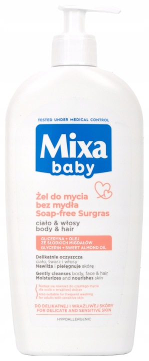 Mixa Baby Лагідний Гель для Миття Без Мила 2 в 1 Тіло і Волосся З Олійкою 400 мл