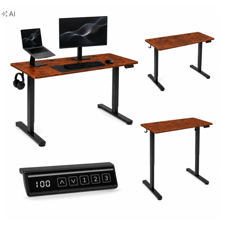 Elektrický psací stůl 140 x 60 cm s regulací 72-118 cm, tichý provoz 55 Db