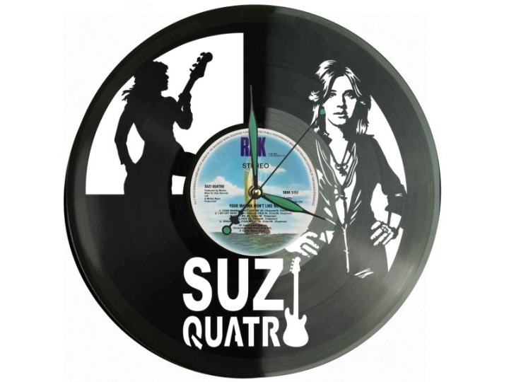 Suzi Quatr Vinyl Nástěnné hodiny Vinylová deska Unikátní dekorace pro fanoušky