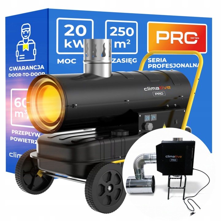 Naftové topidlo 20 kW s komínem OHX-20 Pro termostat rekuperační modul