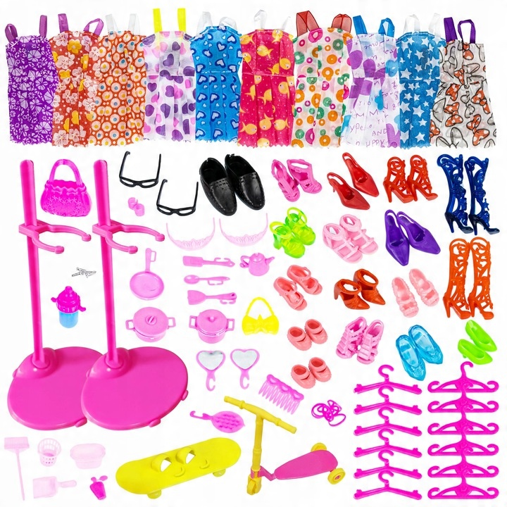 CLOTHES DOLL DRESSES + ACCESSORIES SHOES SET