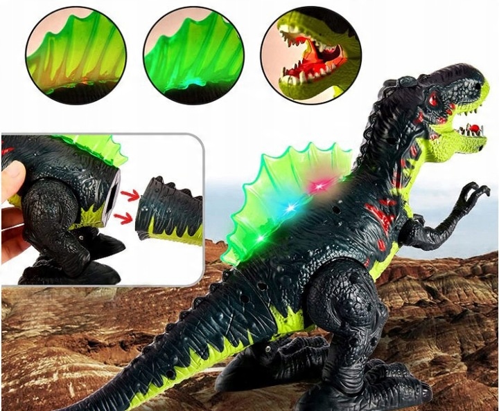 DINOSAUR STEAM YAWNING FOR CHILDREN FLAME SPRAY T-REX WALKS LED SOUND Type figurine